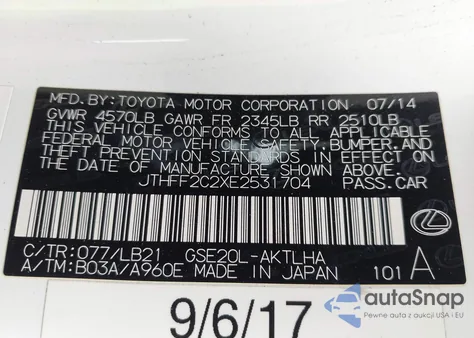 2014 Lexus Is 250C z USA, uszkodzony, nr VIN JTHFF2C2XE2531704